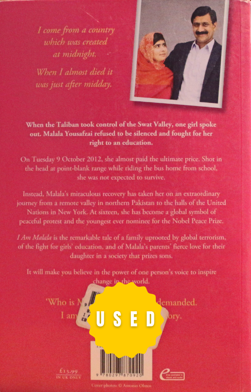 Book cover of I Am Malala by Malala Yousafzai and Christina Lamb – inspirational biography of the Nobel Peace Prize winner who stood up for girls’ education in Pakistan.