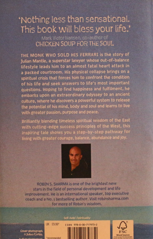Cover of The Monk Who Sold His Ferrari by Robin S. Sharma – International bestselling self-help and spirituality book, used-good condition