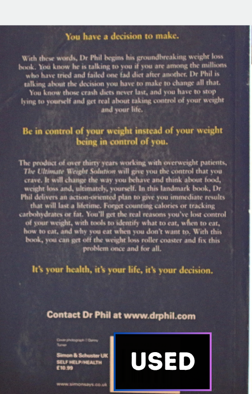 Cover of The Ultimate Weight Solution by Dr. Phil McGraw – self-help weight loss book focusing on behavioral change, used-good condition