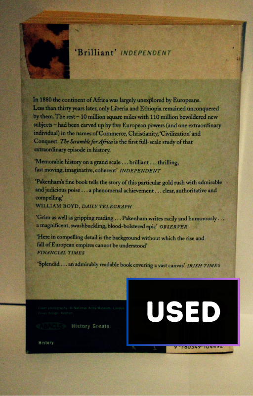 Cover of The Scramble for Africa by Thomas Pakenham – in-depth historical narrative on European colonization of Africa, used-good condition - back cover